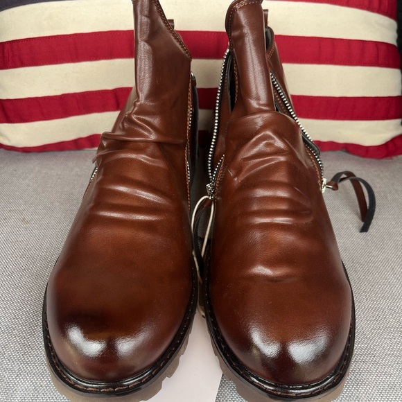 Tanner’s Shoes Brown Leather Boots Men’s 275(10)Double Zipper - Picture 2 of 8